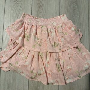 LoveShackFancy Pink Floral Mini Skirt